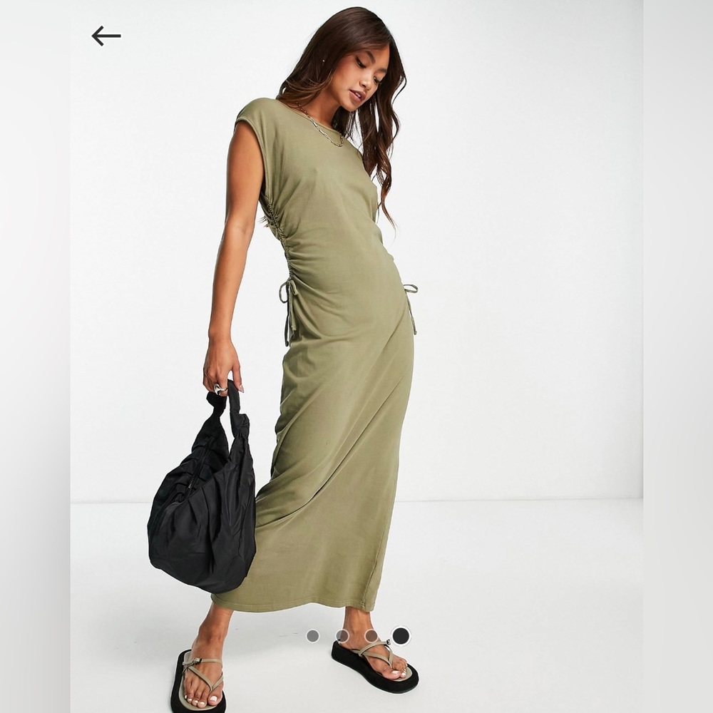 OLIVE RUCHED MAXI DRESS
